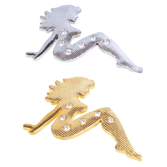 Beautiful Girl Diamond Metal Chrome Badges (Gold) by buy2fix