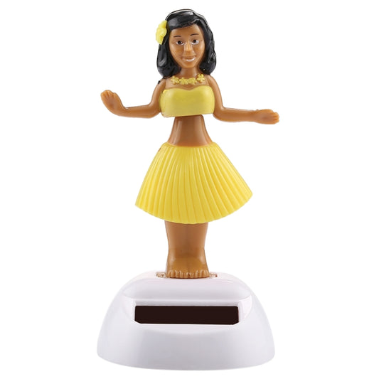 Solar Powered Bobble Head Dancing Toy Car Decoration Ornament Cute Hula Princess(Yellow) - Ornaments by buy2fix | Online Shopping UK | buy2fix