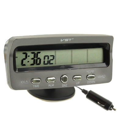 3.6 inch LCD Car Digital Thermometer with Time / Date / Week / Alarm / Car Storage Battery Voltage Display(Black) - Clocks & Car Meters by buy2fix | Online Shopping UK | buy2fix