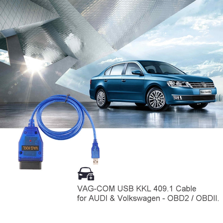 USB Cable KKL VAG-COM Car Auto Scanner Scan Tool for VW/Audi 409.1(Blue) - Cables & Connectors by buy2fix | Online Shopping UK | buy2fix