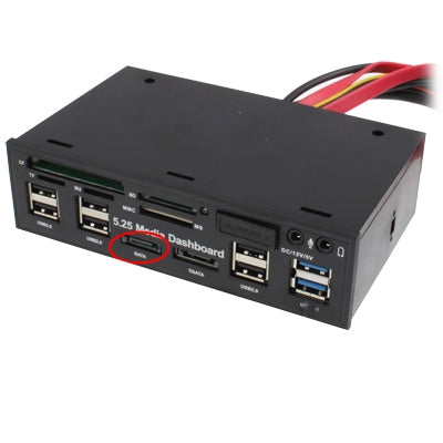 5.25 inch Media PC Dashboard Card Reader 2 x USB 3.0 + 6 x USB 2.0 SATA by buy2fix