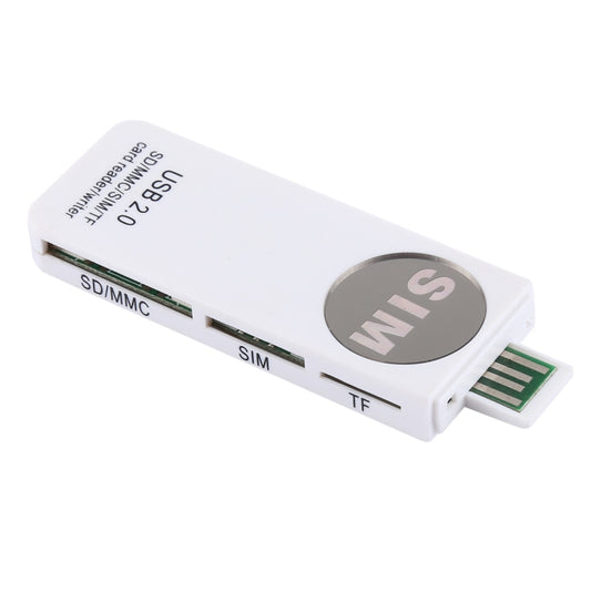 USB Universal Card Reader, Support SD / MMC /SIM / TF Card(White) - by buy2fix | Online Shopping UK | buy2fix