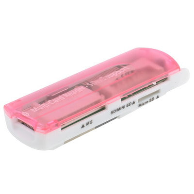 USB 2.0 Multi Card Reader, Support SD/MMC, MS, TF, M2 Card(Pink) by buy2fix