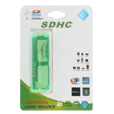 USB 2.0 Multi Card Reader, Support SD/MMC, MS, TF, M2 Card (Light Green) - by buy2fix | Online Shopping UK | buy2fix