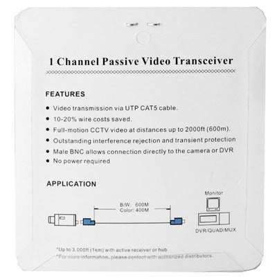 2 PCS 1 Channel Passive Video Transceiver(Grey) by buy2fix