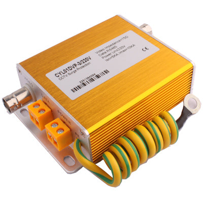 Video Data Power Surge Protector 3 In 1 Surge Protection Arrester 220V(Golden) - Video Balun by buy2fix | Online Shopping UK | buy2fix