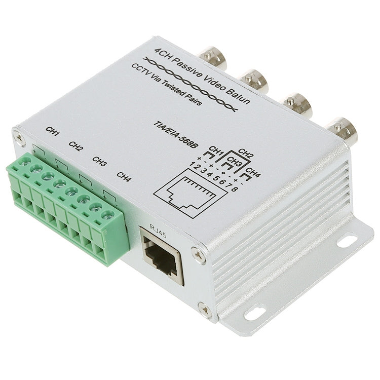 UTP 4 Channel Passive Video Balun Transceiver(Silver) - Video Balun by buy2fix | Online Shopping UK | buy2fix