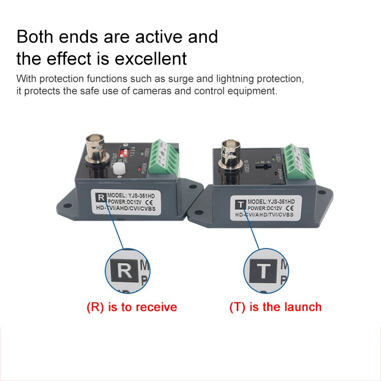 Active CCTV UTP Twisted Pair Video Balun Transmitter and Receiver by buy2fix