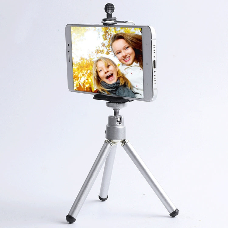 Portable 360 Degree Rotating Mobile Phone Shooting Tripod(Silver) - Selfie Sticks by buy2fix | Online Shopping UK | buy2fix