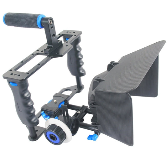 YELANGU YLG1103A-B Large Handle Video Camera Cage Stabilizer + Matte Box Kit for DSLR Camera / Video Camera by YELANGU