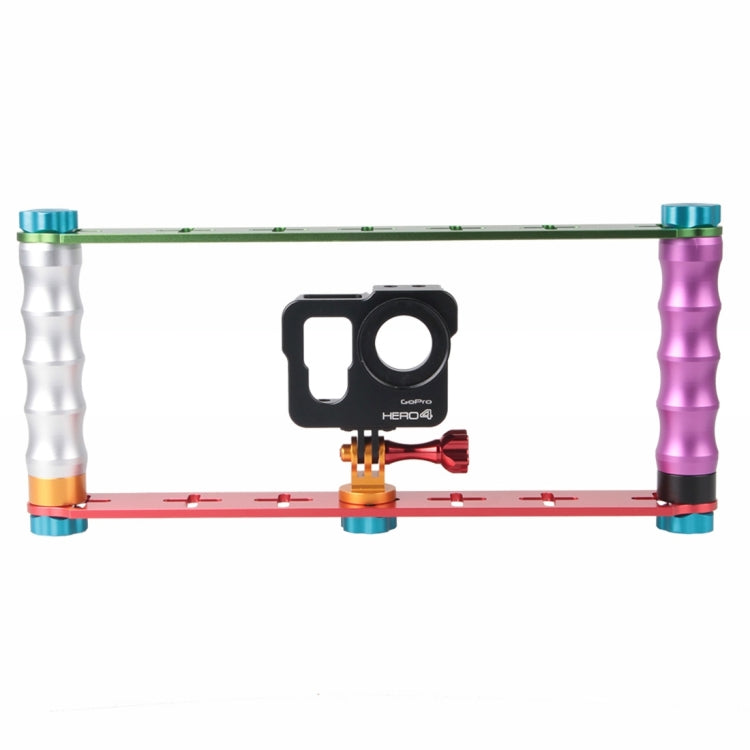 Dual Grip Handle Stabilizer Aluminum Mount Bracket for PULUZ Action Sports Cameras Jaws Flex Clamp Mount for GoPro, Insta360, DJI and Other Action Cameras by buy2fix