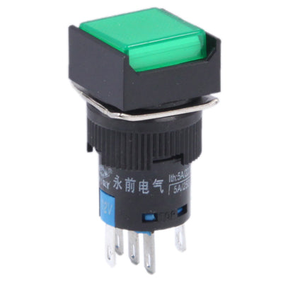 Car DIY Square Button Push Switch with Lock & LED Indicator, DC 24V(Green) by buy2fix