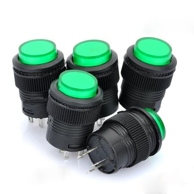 R16-503 16mm 4pin Self-Locking Push Button Switch with Indicator (5 Pcs in One Package, the Price is for 5 Pcs) by buy2fix