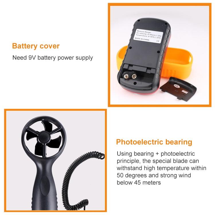 Digital Anemometer (Measurement items: Air Velocity, Air Temperature)(Red) - Tachometers & Anemometer by buy2fix | Online Shopping UK | buy2fix