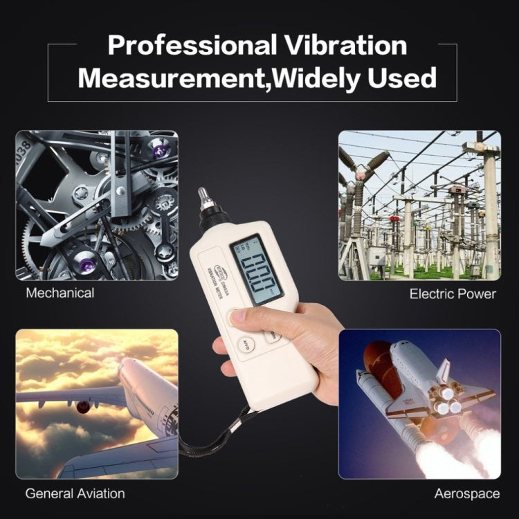 BENETECH GM63A Vibration Meter Digital Tester Vibrometer Analyzer Acceleration Velocity(White) by BENETECH