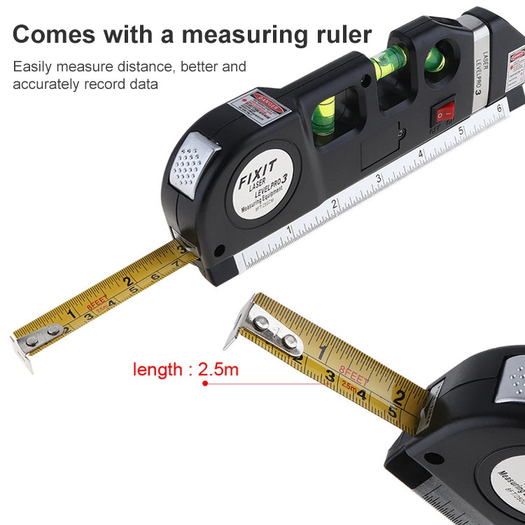 Laser Level with Tape Measure Pro 3 (250cm), LV-03(Black) - Laser Rangefinder by buy2fix | Online Shopping UK | buy2fix