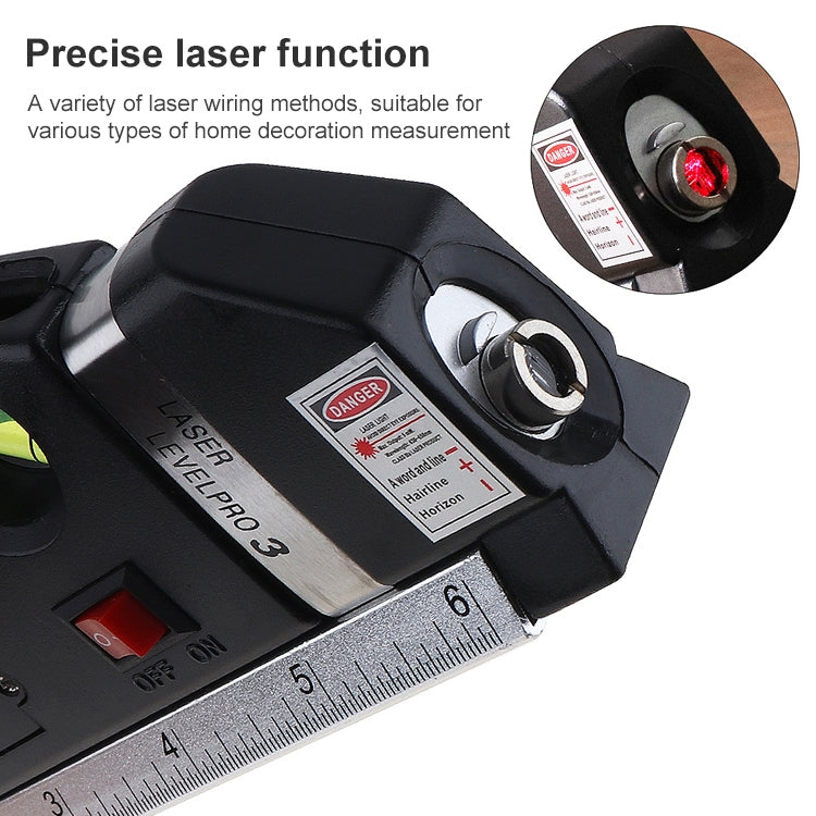 Laser Level with Tape Measure Pro 3 (250cm), LV-03(Black) - Laser Rangefinder by buy2fix | Online Shopping UK | buy2fix