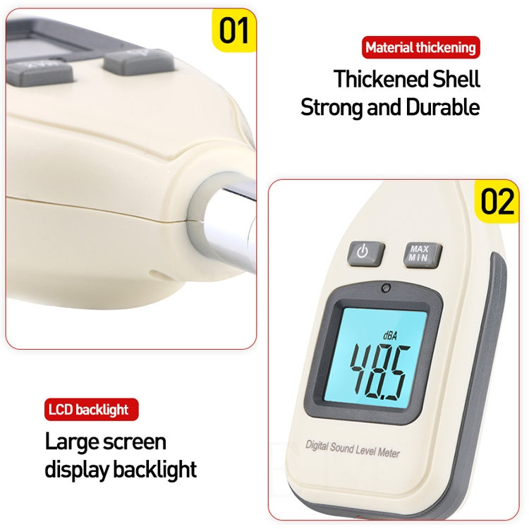 GM1351 Digital Sound Level Meter (Range: 30~130dBA)(Beige) - Light & Sound Meter by buy2fix | Online Shopping UK | buy2fix