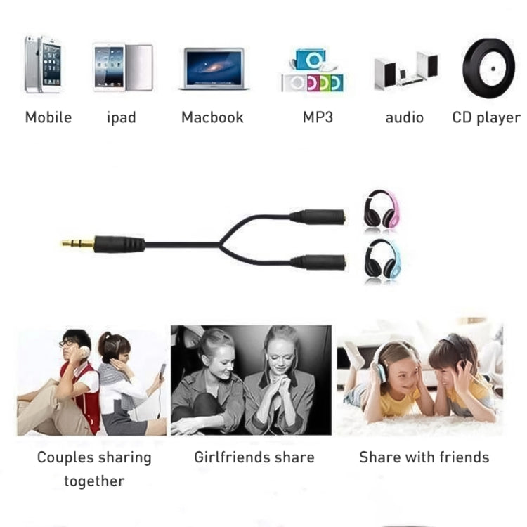 3.5mm Male to Dual 3.5mm Female Earphone Splitter adapter, Length: Approx 25cm by buy2fix