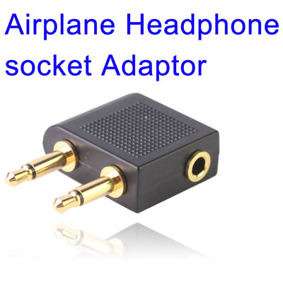 3.5mm Airplane Headphone Socket Adapter(Black) by buy2fix