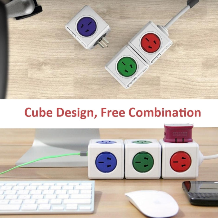 PowerCube 10A Universal Wall Adapter Power Socket with 4 US / AU Sockets and 2 USB Ports for Home Office, AU Plug, Random Color Delivery - Extension Socket by buy2fix | Online Shopping UK | buy2fix