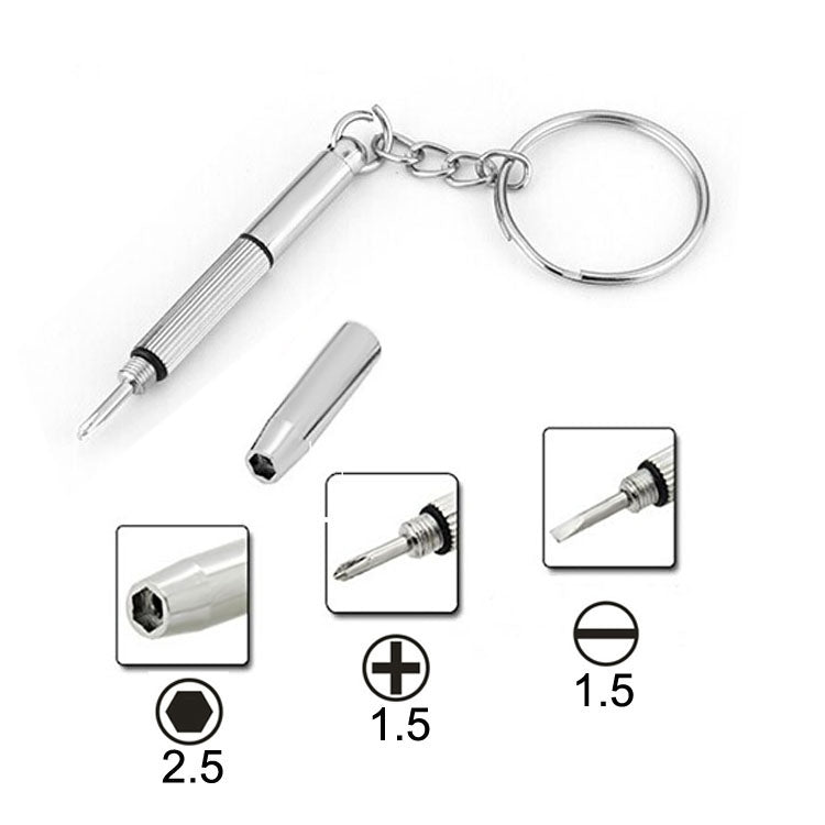 3 in 1 Professional Screwdriver (Cross 1.5, Straight 1.5,Star Nut M2.5) Repair Tool with Keychain for Smart Phone, Watches,Glasses(Silver) - Screwdriver by buy2fix | Online Shopping UK | buy2fix