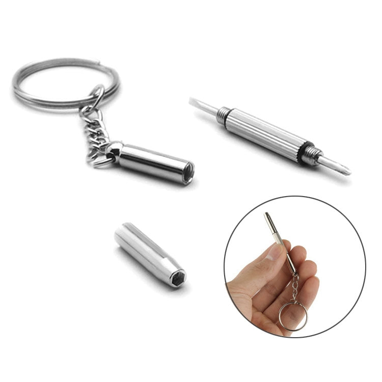 3 in 1 Professional Screwdriver (Cross 1.5, Straight 1.5,Star Nut M2.5) Repair Tool with Keychain for Smart Phone, Watches,Glasses(Silver) - Screwdriver by buy2fix | Online Shopping UK | buy2fix