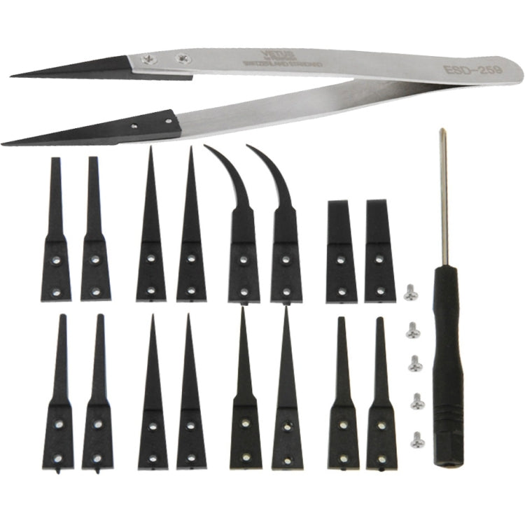 9 in 1 Replaceable Anti-Static Tweezers with Cross Screwdriver - Tweezers by VETUS | Online Shopping UK | buy2fix