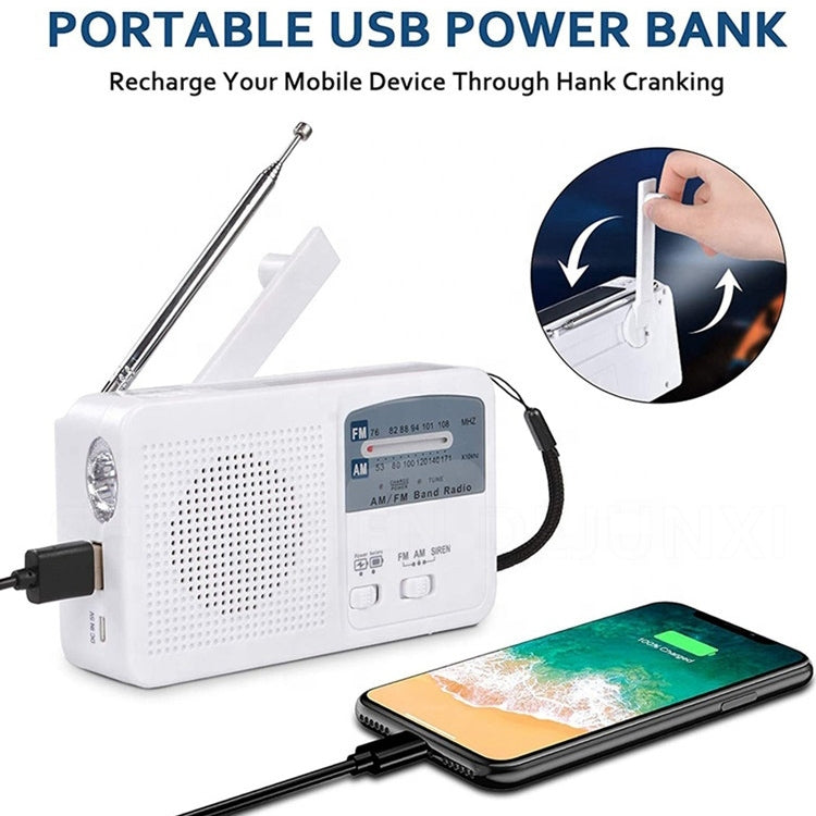 Multi-function Portable Solar / Cranked Dynamo Power LED Flashlight with AM/FM Radio & Mobile Phone Charger - Radio Player by buy2fix | Online Shopping UK | buy2fix
