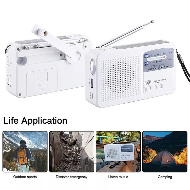 Multi-function Portable Solar / Cranked Dynamo Power LED Flashlight with AM/FM Radio & Mobile Phone Charger - Radio Player by buy2fix | Online Shopping UK | buy2fix