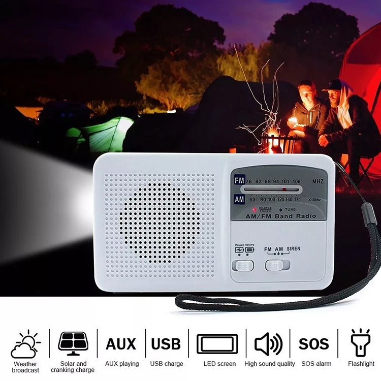 Multi-function Portable Solar / Cranked Dynamo Power LED Flashlight with AM/FM Radio & Mobile Phone Charger - Radio Player by buy2fix | Online Shopping UK | buy2fix