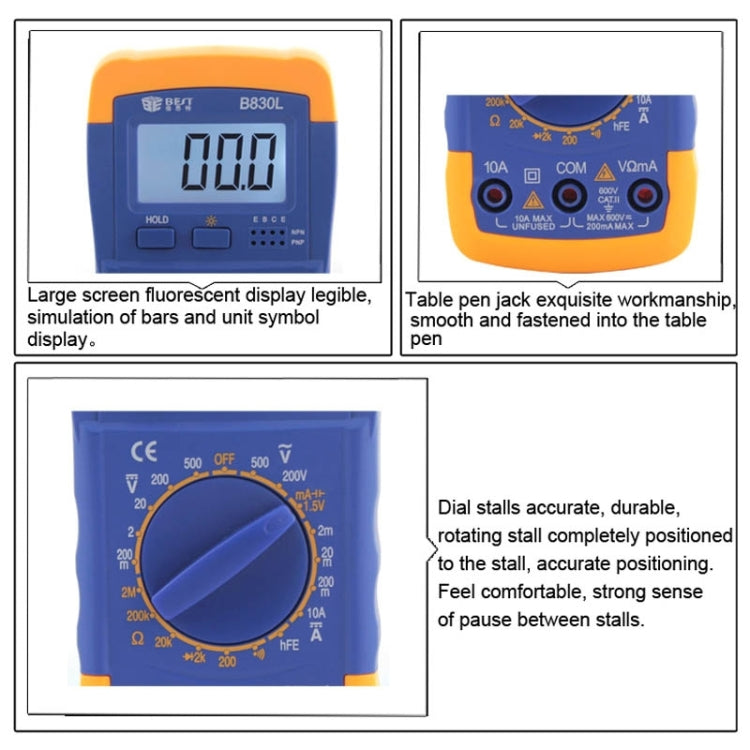 BEST BST- B830L 9V LCD Screen Display Digital Multimeter - Digital Multimeter by BEST | Online Shopping UK | buy2fix