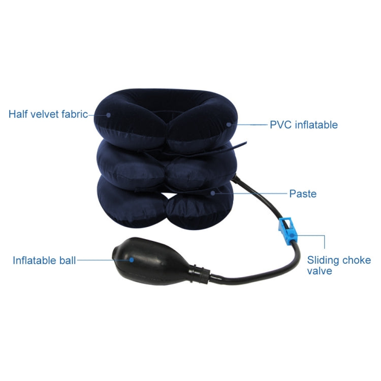 Inflatable Air Cervical Neck Traction Device Soft Head Back Shoulder Neck Ache Massager Headache Pain Relief Relaxation Brace(Dark Blue) - Massage & Relaxation by buy2fix | Online Shopping UK | buy2fix