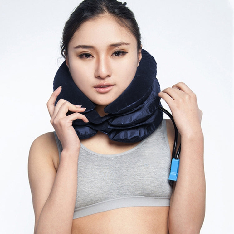 Inflatable Air Cervical Neck Traction Device Soft Head Back Shoulder Neck Ache Massager Headache Pain Relief Relaxation Brace(Dark Blue) - Massage & Relaxation by buy2fix | Online Shopping UK | buy2fix