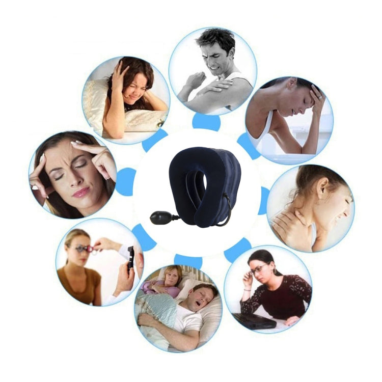 Inflatable Air Cervical Neck Traction Device Soft Head Back Shoulder Neck Ache Massager Headache Pain Relief Relaxation Brace(Dark Blue) - Massage & Relaxation by buy2fix | Online Shopping UK | buy2fix