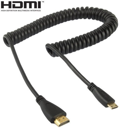 1.4 Version, Gold Plated Mini HDMI Male to HDMI Male Coiled Cable, Support 3D / Ethernet, Length: 60cm (can be extended up to 2m) - Cable by buy2fix | Online Shopping UK | buy2fix