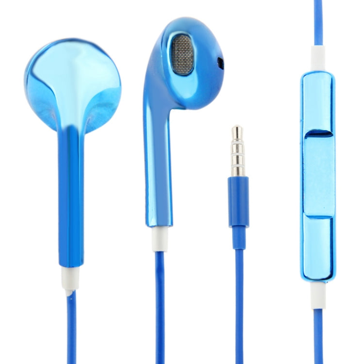 3.5mm Stereo Electroplating Wire Control Earphone for Android Phones / PC / MP3 Player / Laptops(Blue) - In Ear Wired Earphone by buy2fix | Online Shopping UK | buy2fix