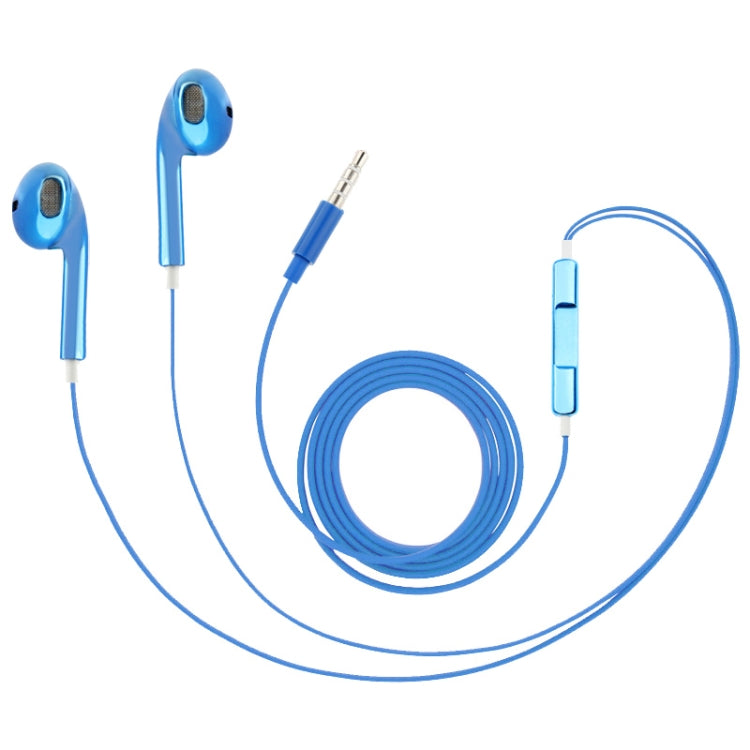3.5mm Stereo Electroplating Wire Control Earphone for Android Phones / PC / MP3 Player / Laptops(Blue) - In Ear Wired Earphone by buy2fix | Online Shopping UK | buy2fix