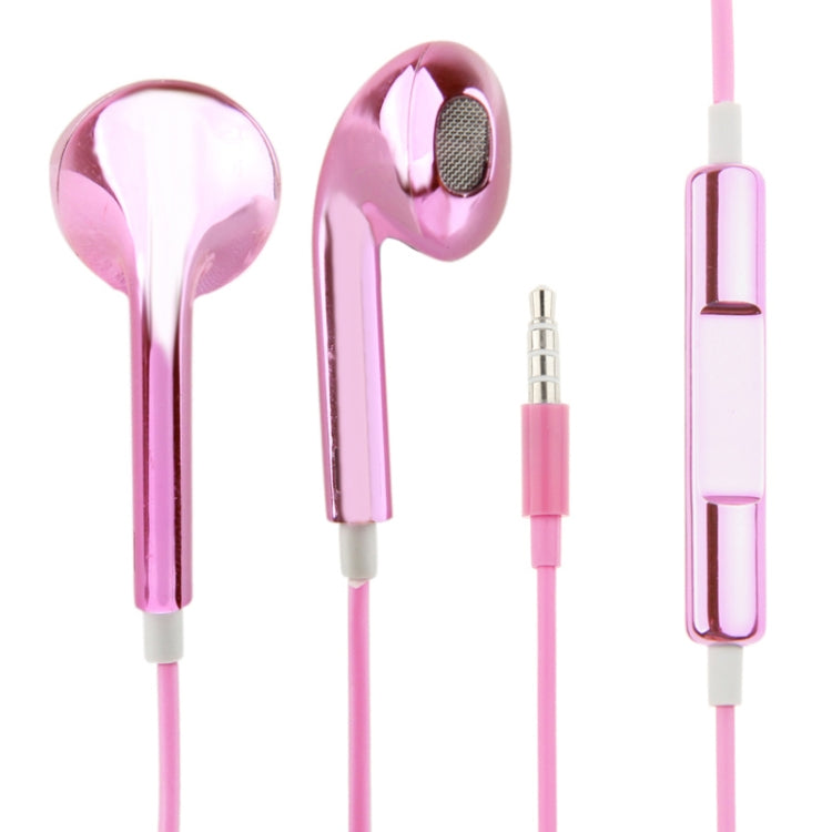 3.5mm Stereo Electroplating Wire Control Earphone for Android Phones / PC / MP3 Player / Laptops(Pink) - In Ear Wired Earphone by buy2fix | Online Shopping UK | buy2fix