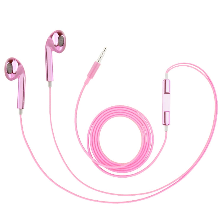3.5mm Stereo Electroplating Wire Control Earphone for Android Phones / PC / MP3 Player / Laptops(Pink) - In Ear Wired Earphone by buy2fix | Online Shopping UK | buy2fix