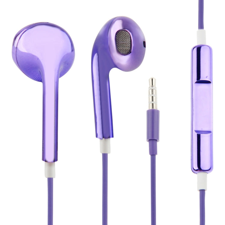3.5mm Stereo Electroplating Wire Control Earphone for Android Phones / PC / MP3 Player / Laptops(Purple) - In Ear Wired Earphone by buy2fix | Online Shopping UK | buy2fix