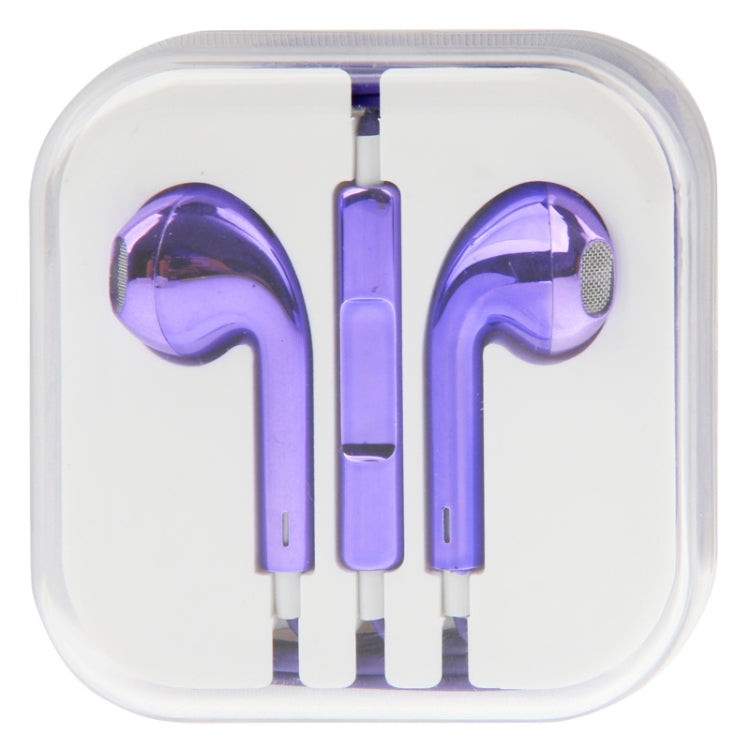 3.5mm Stereo Electroplating Wire Control Earphone for Android Phones / PC / MP3 Player / Laptops(Purple) - In Ear Wired Earphone by buy2fix | Online Shopping UK | buy2fix