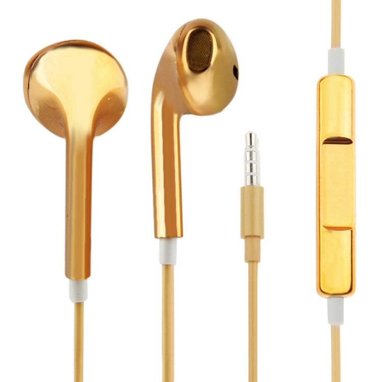 3.5mm Stereo Electroplating Wire Control Earphone for Android Phones / PC / MP3 Player / Laptops(Yellow) - In Ear Wired Earphone by buy2fix | Online Shopping UK | buy2fix