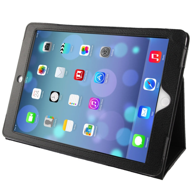 Litchi Texture Flip Leather Case with Holder & Sleep / Wake-up Function for iPad Air(Black) - by buy2fix | Online Shopping UK | buy2fix