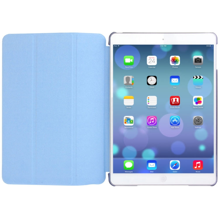3-folding Leather Cover Frosted Plastic Case with Holder & Sleep / Wake-up Function for iPad Air (Blue) - by buy2fix | Online Shopping UK | buy2fix