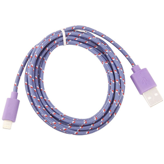 1m Nylon Netting Style USB 8 Pin Data Transfer Charging Cable for iPhone, iPad(Purple) by buy2fix