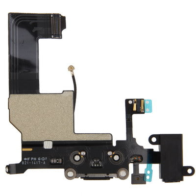 Original Tail Connector Charger Flex Cable + Headphone Audio Jack Ribbon Flex Cable for iPhone 5(Black) by buy2fix