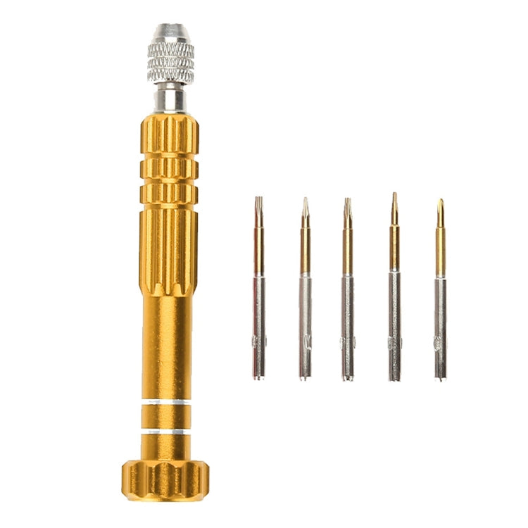 5 in 1 Gold Series Screwdriver Sets (T5 / T6 / 1.2 / 1.5 / 0.8) - Screwdriver Set by buy2fix | Online Shopping UK | buy2fix