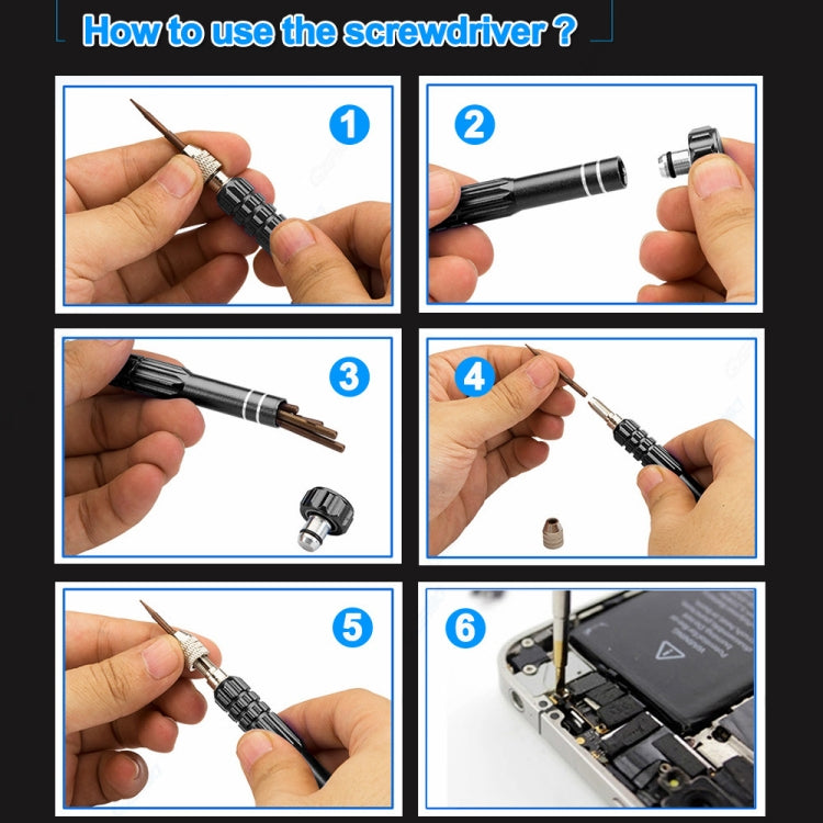 5 in 1 Gold Series Screwdriver Sets (T5 / T6 / 1.2 / 1.5 / 0.8) - Screwdriver Set by buy2fix | Online Shopping UK | buy2fix
