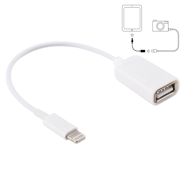USB Female to 8pin Male OTG Adapter Cable, Support iOS 10.2 and Below, Length: 18cm(White) - Apple Accessories by buy2fix | Online Shopping UK | buy2fix